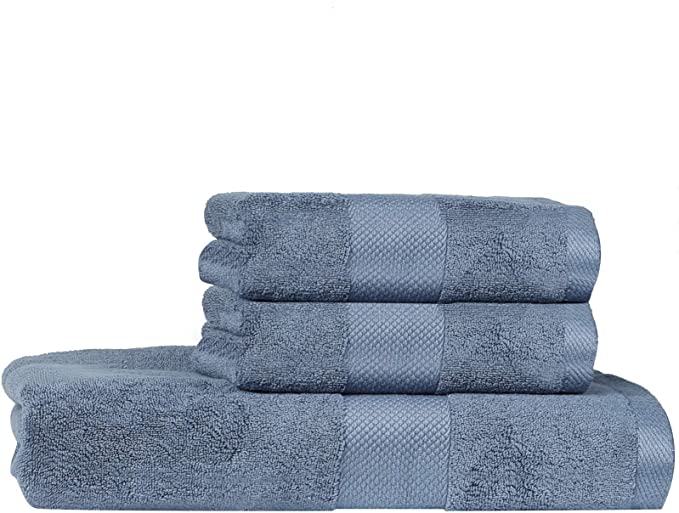 PRETTY SEE 100% Cotton Bath Towel Set -1 Bath Sheet and 2 Face Towels Quick Dry Absorbent Hand Towels for Daily Use, 3 Pcs