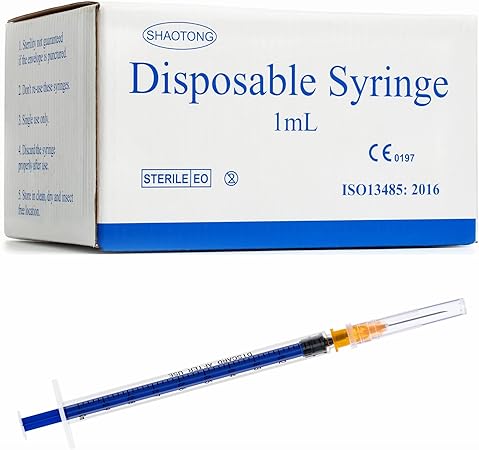 1ml Syringe with 25G 1In Needle - Disposable Individual Packaging (1ML-25G-100PACK)