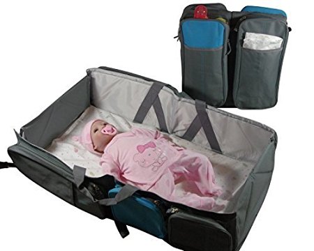 Baby Travel Bed, Changing Station and Diaper Organizer. 2 Bed Sheets INCLUDED.