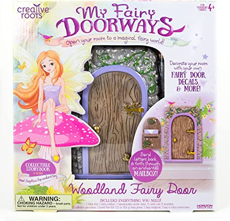 Creative Roots My Fairy Doorways Woodland by Horizon Group USA, Decorate a Woodland Fairy Door, Pretend Play, Includes Gemstones, Stickers, Hardcover Storybook, Cards & More