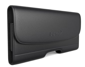 iPhone 6 6S Case, Bomea [Premium Leather] Holster Belt Case with Clip / Loops Belt Pouch Holder Cover For iPhone 6 6S Phone or With A Slim Hard Case On - Built In ID Card Slot - Black