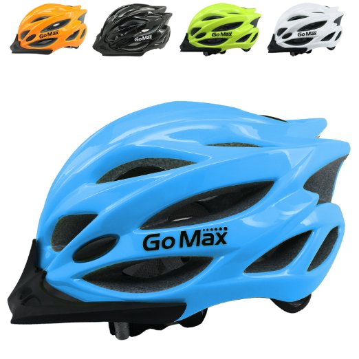 GoMax Aero Adult Safety Helmet Adjustable Road Cycling Mountain Bike Bicycle Helmet Ultralight Inner Padding Chin Protector and visor w/ Adjust Dial also for Kids 12