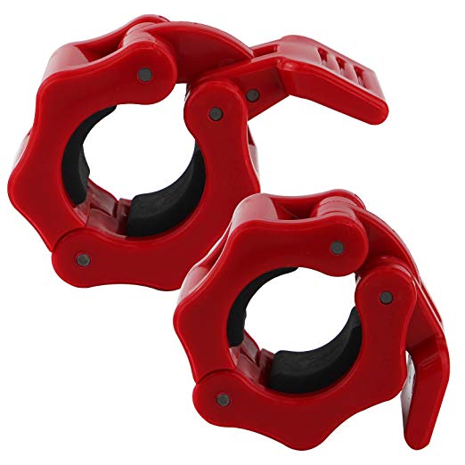 Barbell Clamp,Dreampark 1" Diameter ABS Barbells Locking Collars Clamps with Quick Release.(1 Pair) (Red)