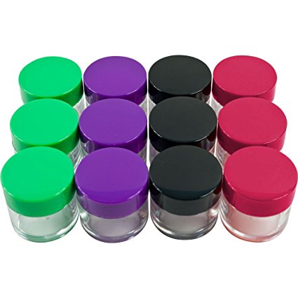 Houseables 20 Gram Jar, 20 ML Jar, 12 pcs, BPA Free, Cosmetic Sample Empty Container, Plastic, Round Pot Screw Cap Lid, Small Tiny 20g Bottle, for Make Up, Eye Shadow, Nails, Powder, Gems, Beads, Jewelry