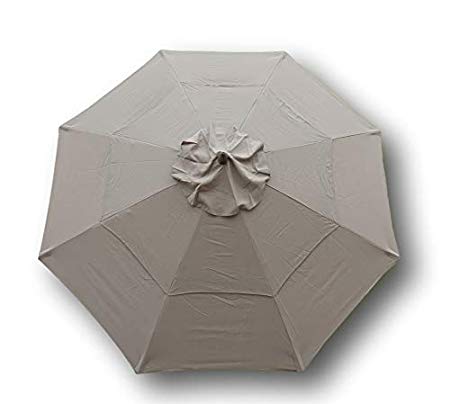 Formosa Covers Double Vented 9ft Market Umbrella Canopy 8 Ribs Taupe (Canopy Only)