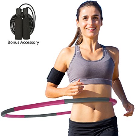 Weighted Hula Hoop for Exercise Adults Kids , Fitness Dancing Sport Hoop , with Free Accessory Skipping Rope , Perfect Weight Loss Equipment ,2.16LB(Dia.37") Large , Easy,Funny Way to Spin