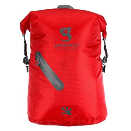 geckobrands Waterproof Lightweight Backpack, Red/Grey