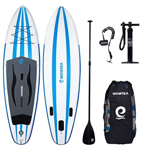WOWSEA Inflatable Stand Up Paddle Board - iSUP Package Includes Adjustable Paddle Travel Backpack Coil Leash for Youth and Adult