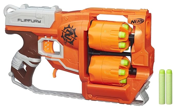 Nerf Zombie Strike FlipFury Blaster 2 Flipping 6-Dart Drums,12 Nerf Zombie Strike Darts - Toys for Kids, Teens & Adults, Outdoor Toys for Boys and Girls Ages 8