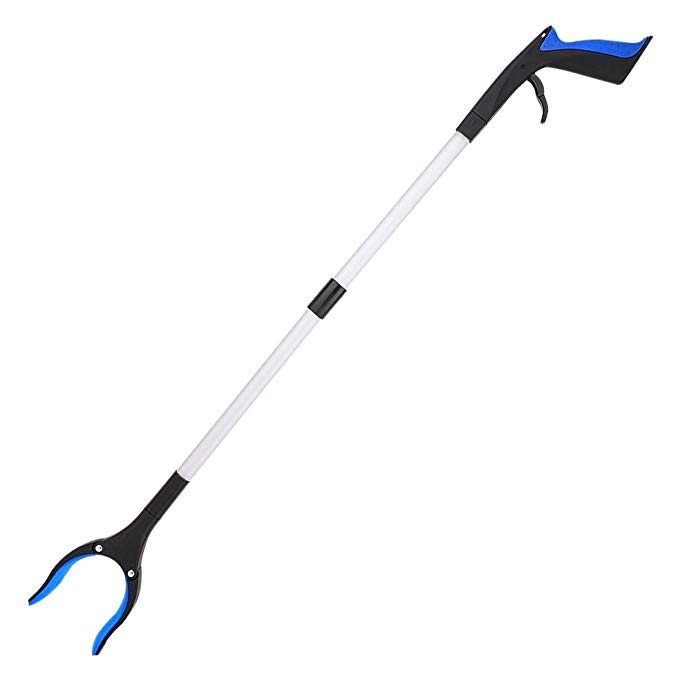 Housolution Grabber Tool, 32" Foldable Reacher Grabber Pickup Tool, Garden Nabber, Aluminum Reaching Aid Tool Mini Rotating Rubber Gripper, Long Arm Extender for Trash/Garbage / Litter Picker - Blue…