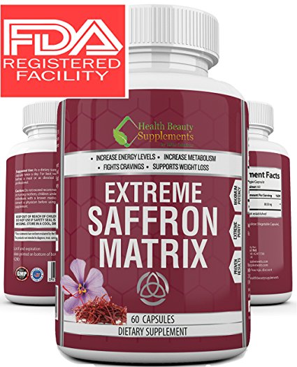 * EXTREME SAFFRON MATRIX * Premium Slim All Natural Appetite Suppressant For Men And Women– Supports Weight Loss - Pain reliever - Natural Expectorant - Insomnia Reducer (Vegetarian) saffron 8825