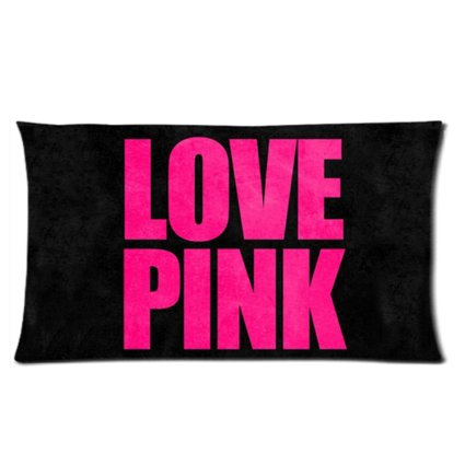 Custom Love Pink Victoria's Secret Sexy Pillowcase 20x36 Rectangle Soft Cotton Zippered Pillow Case Two Sides Pattern Printed
