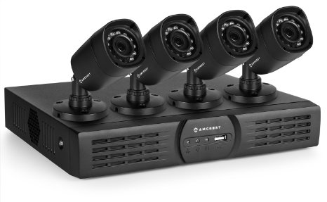 Amcrest Eco-Series 720P HD Over Analog HDCVI 8CH Video Security System w Four 10 MP Weatherproof Bullet Cameras 65ft Night Vision Long Distance Transmit Range 1640ft Pre-Installed 1TB HD