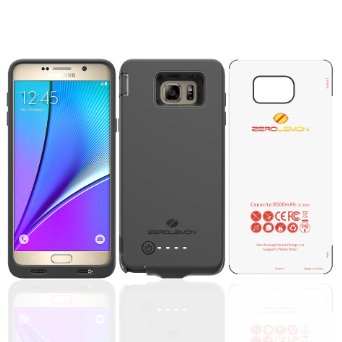 Galaxy Note 5 Battery Case, ZeroLemon Galaxy Note 5 8500mAh Extended Battery Case with Soft TPU Full Edge Protection (Compatible with All Note 5 Variants) [180 days ZeroLemon Warranty Guarantee]-Black