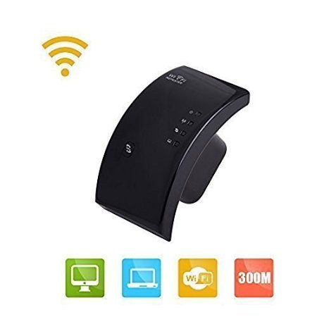 Wavlink 300Mbps Wireless Range Extender  Access Point EEE80211N Technology 24GHz Ethernet Network Wifi Repeater  Signal Booster- 3dBi Internal Antennas WPS Protection US Wall Plug- Black