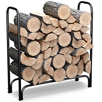 Firewood Log Rack Steel Holder - 4 Feet - Outdoor Indoor Cut Wood Storage for Fireplace