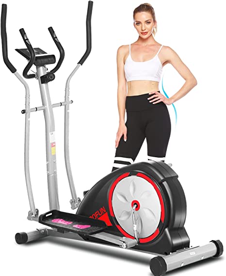 ANCHEER Elliptical Machine for Home Use, Elliptical Training Machines with 8 Level Magnetic Resistance, Pulse Rate Grips, LCD Monitor, Smooth Quiet Driven Cardio Cross Trainer