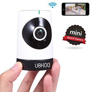 Mini Wireless Camera, UOKOO 185 Degree HD WiFi Video Monitoring Surveillance Camera with Night Vision, Two Way Audio Baby Monitor 1301