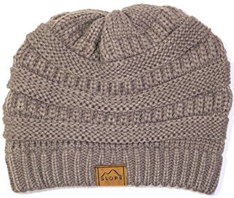 Slope Knitted Beanie Warm Chunky Thick Soft Stretch Cable Beanie Hat…