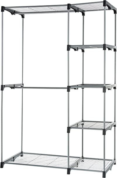 AmazonBasics Double Rod Freestanding Closet, Silver