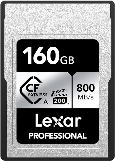 Lexar Professional 160GB CFexpress Type A Silver Series Memory Card, Compatible with Sony Cameras w/Type A Card Slot, Up to 800MB/s Read & 700MB/s Write, 8K Video, VPG 200 (LCAEXSL160G-RNENG)