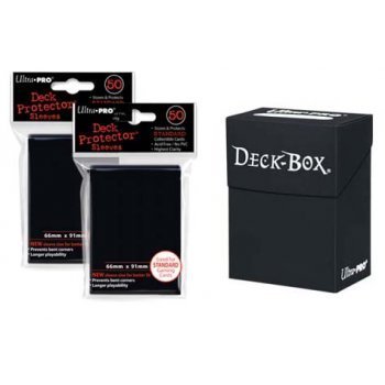 Black Deck Box for Trading Cards and 100 Black Standard Size Sleeves