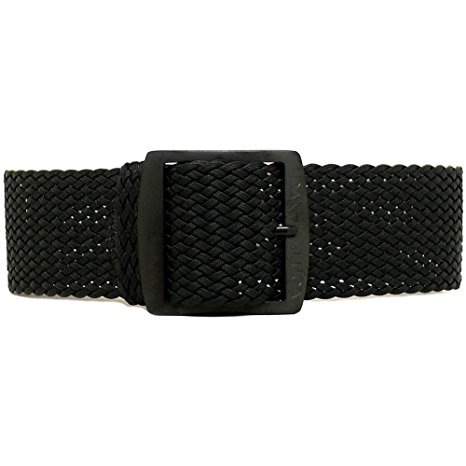 DaLuca Braided Nylon Perlon Watch Strap - Black (PVD Buckle) : 22mm