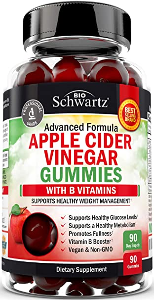 Vegan Apple Cider Vinegar Gummies with B Vitamins for Immune Support & Healthy Weight Management - 90 ACV Gummies for Women & Men - Delicious & Keto Friendly - 1 ACV Gummy Equals 1 Full Serving