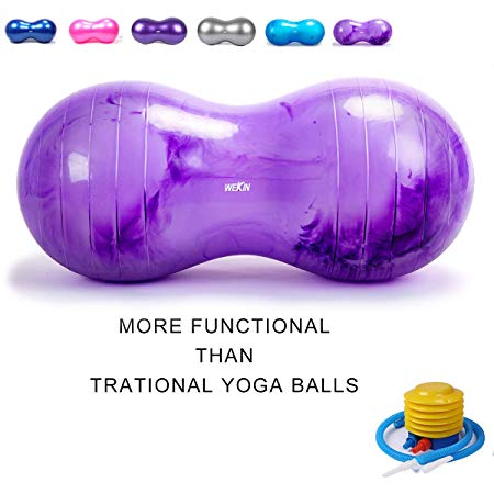 Wekin Physio Roll Therapy Fitness Exercise Peanut Ball with Pump/Best for Balance & Coordinate Development,Extra Thick,Best for Home Exercise & Yoga Programme Size 45x90cm&50x100cm