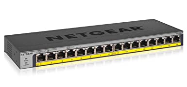 NETGEAR 16-Port Gigabit Ethernet PoE Network Switch (GS116LP) - Hub with 16 x PoE  @ 76W Upgradeable, Desktop/Rackmount, and ProSAFE Lifetime Protection