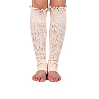 Spring Fever Crochet Lace Trim Cotton Knit Leg Warmers Boot Socks