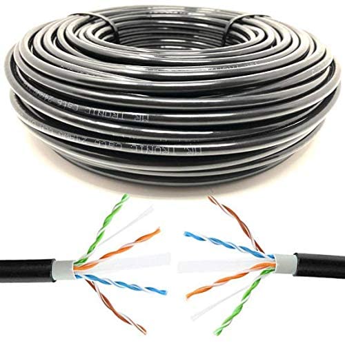 Mr. Tronic 100m Ethernet Network Bulk Cable Outdoor Weatherproof | CAT6, AWG24, CCA, UTP, RJ45 | Colour Black (100 Meters)