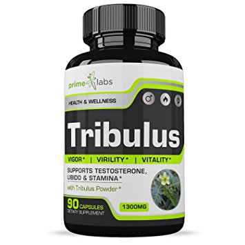 Prime Labs Tribulus Terrestris Supplement- Natural Testosterone Booster Support for Men and Women, Steroidal Saponin Formula to Boost Libido, Endurance, Stamina and Enhance Energy - 45 Servings