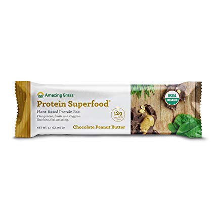 Amazing Grass Protein Superfood Plant Based Protein Bar - Chocolate Peanut Butter 12-2.1 OZ. (60 G) BARS