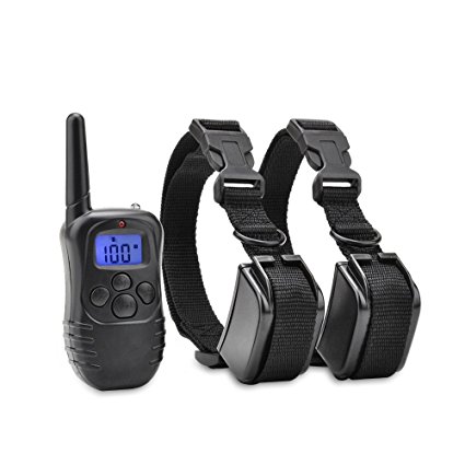 Eulay Rechargeable and Rainproof 330 yd Remote No Bark Dog Training Shock Collar for Dogs with Shock Electronic ,Beep and Vibration Electric Collar for 2 Dogs