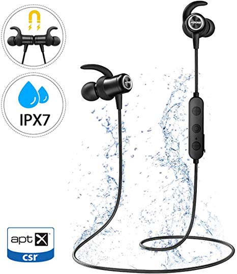 Bluetooth Headphones, Mpow S11 Bluetooth 5.0 APTX Bass Stereo Sound Bluetooth Earbuds, IPX7 Wireless in Ear Headphones 9H Playtime, Sports Earbuds with CVC 6.0 Noise Reduction Mic for Gym Workout
