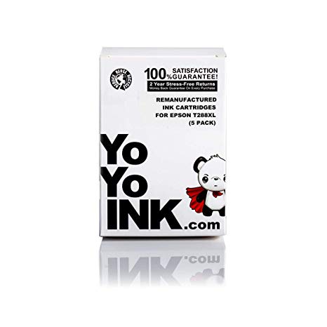 YoYoInk Remanufactured Ink Cartridges Replacement for Epson T288XL 288 XL (2 Black, 1 Cyan, 1 Magenta, 1 Yellow, 5-Pack)