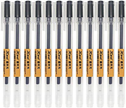 Premium Muji Style Black gel Pen 0.38-mm,12 Pcs[Japanese Stationery]，Perfect for School Office Stationery Supply