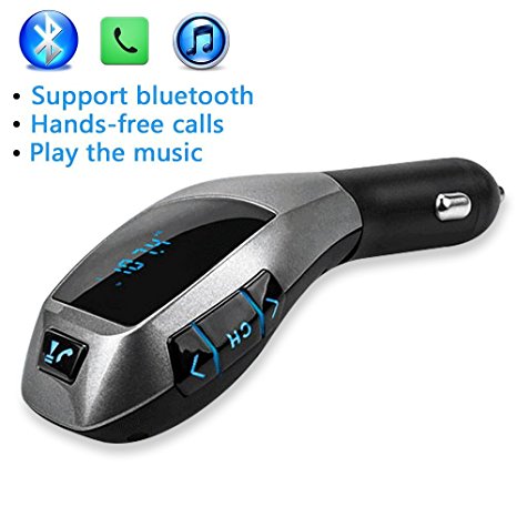 Car MP3 Bluetooth FM Transmitter Mini Wireless Radio Adaptor Car Charger Hands Free Phone Calling Kit and Cigarette Lighter for most smartphones
