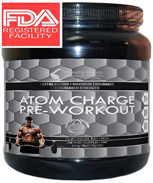 * AS ON TV * MUSCLE PHASE ANABOLIC ATOM CHARGE PRE-WORKOUT * The Best, Most Potent Pre Workout Supplement For Building Muscle Mass – Advanced Bio-Release Powder For MAX Energy 550 Grams