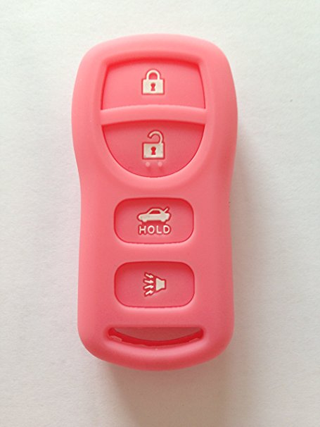 Pink Protective Silicone Fob Skin Key Cover Key Jacket Remote Key Fob Bag Holder for Nissan Armada Altima Sentra Maxima 350z KBRASTU15
