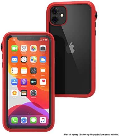 Catalyst - Case for iPhone 11 Case with Clear Back, Heavy Duty 10ft Drop Proof, Truss Cushioning System, Rotating Mute Switch Toggle, Compatible with Wireless Charging, Lanyard - Red