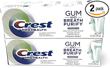 Crest Pro-Health Gum and Breath Purify, Healthy White Toothpaste with Fluoride, Fresh Mint, 4.1 oz (Pack of 2)