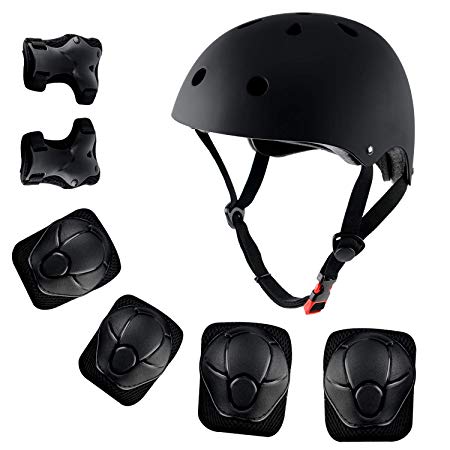 shuangjishan Kids Sport Protective Gear Set, Helmet and Pads of Wrist, Elbow, Knee, for Skateboarding, Skating, Scooter, Rollerblading, Cycling and Other Extreme Sports Activities