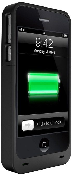 uNu Power DX PLUS External Protective Battery Case for iPhone 4S and 4 2400mAh - MFI Apple Certified Matte Black Fits All Models iPhone 4S4