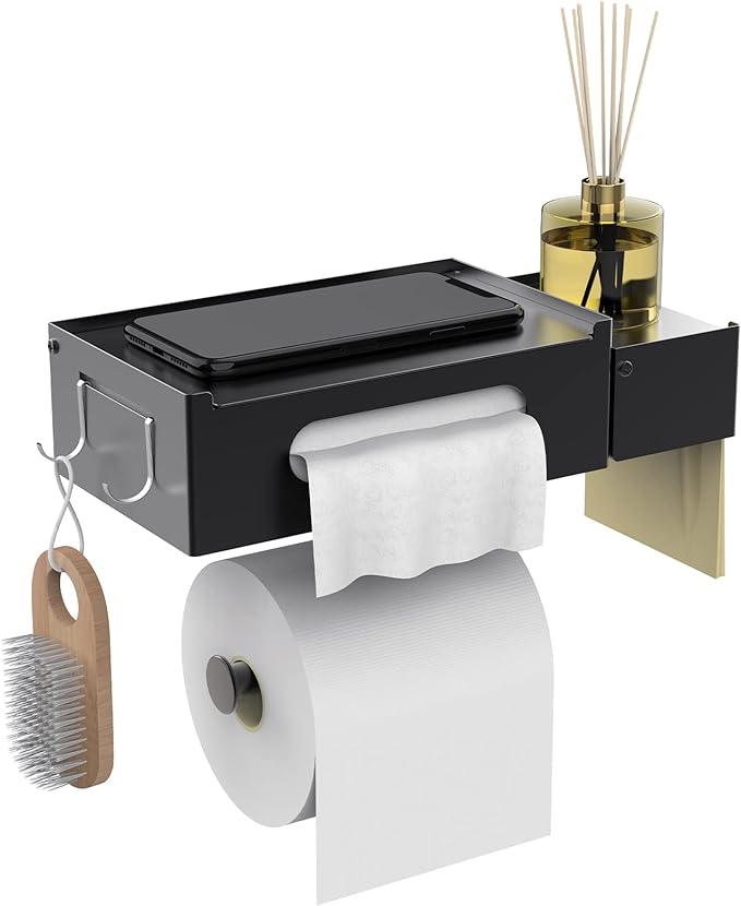 Toilet Paper Holder with Shelf Bathroom Toilet Paper Holder with Storage