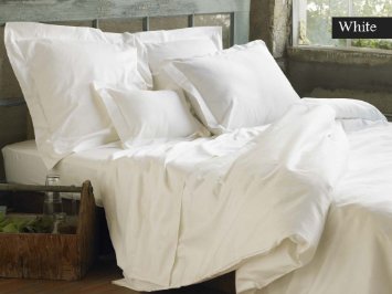 LINEN SOUQ Genuine Premium Organic cotton 500 Thread Count, Made In India - Italian Finish WHITE 3-Piece Duvet Set ( 1 Duvet Cover & 2 Pillow Shams), Single Ply, Solid KING