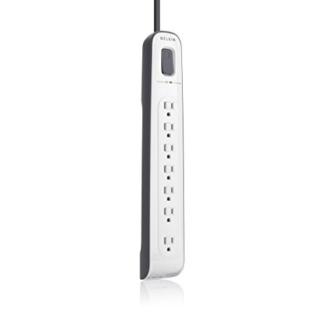 Belkin 7-Outlet AV Power Strip Surge Protector with 12-Foot Power Cord and Telephone Protection, 2000 Joules (BV107200-12)