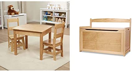 Melissa & Doug Tables & Chairs 3-Piece Set - Natural & Wooden Toy Chest - Natural