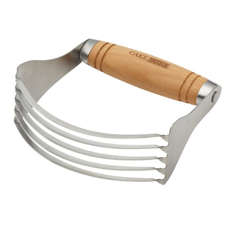 Cake Boss Wooden Tools and Gadgets Stainless Steel Dough and Pastry Blender